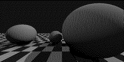 rendered output, but with black and white interspersed to create “gray”